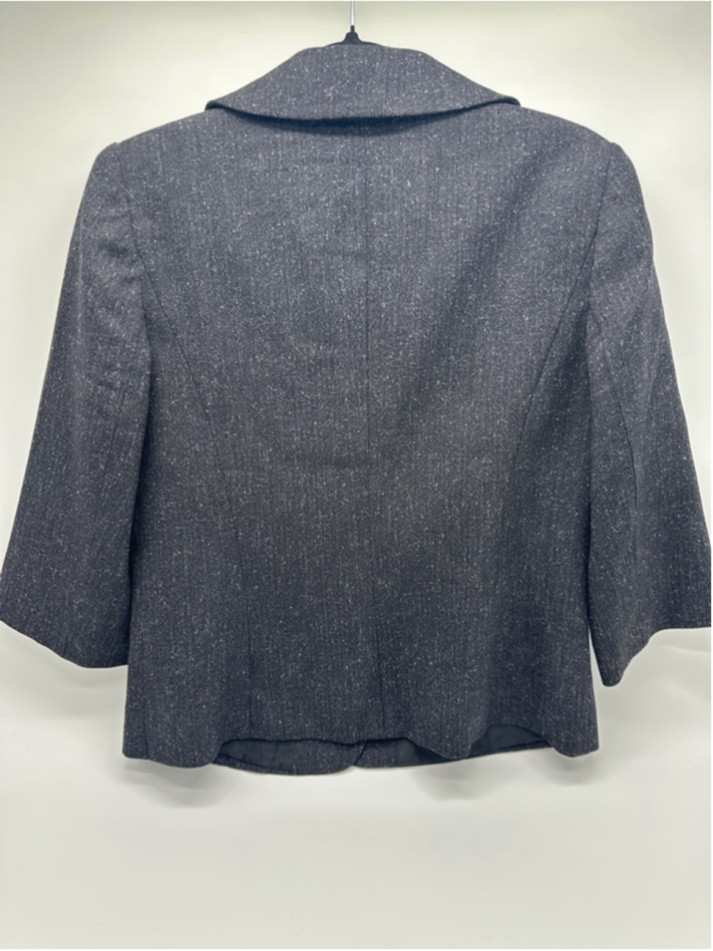 Ann Taylor LOFT Charcoal Cropped Ruffle Collar Blazer Jacket Y2K Corporate 10P - Picture 3 of 5